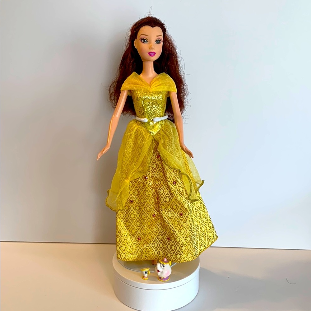 Disney Princess Belle Barbie Doll Gem Princess Mattel K6925 Gold Shimmer